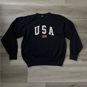 USA distressed lettering John galt crewneck